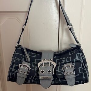 Guess Black and Gray Logo Shoulder Bag